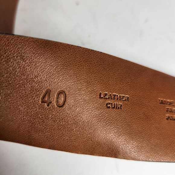 NORDSTROM Belt Men's Shop Size 40 Brown Leather Made USA Silver Buckle 1.5 Width - Picture 8 of 10